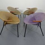 Danish Sueded Balloon Chairs by Hans Olsen for Lea Furniture, 1950s, Set of 4