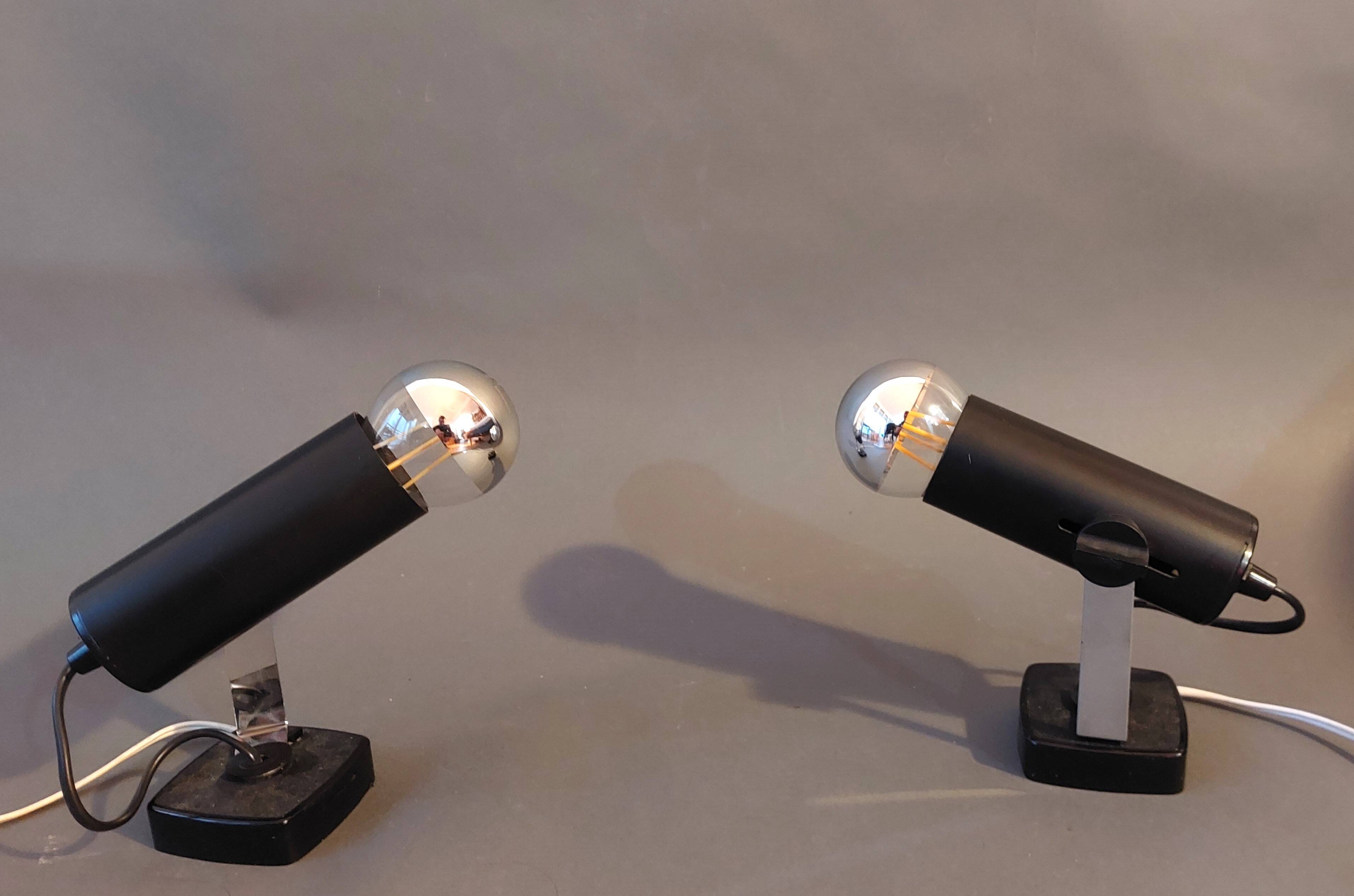 Pair of black Targetti Sankey wall lights 1970.