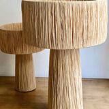 Minimalist raffia bedside table lamp