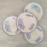 Assiettes Plates Faïence Ancienne Saint Amand Hamage Modèle Flora Vintage