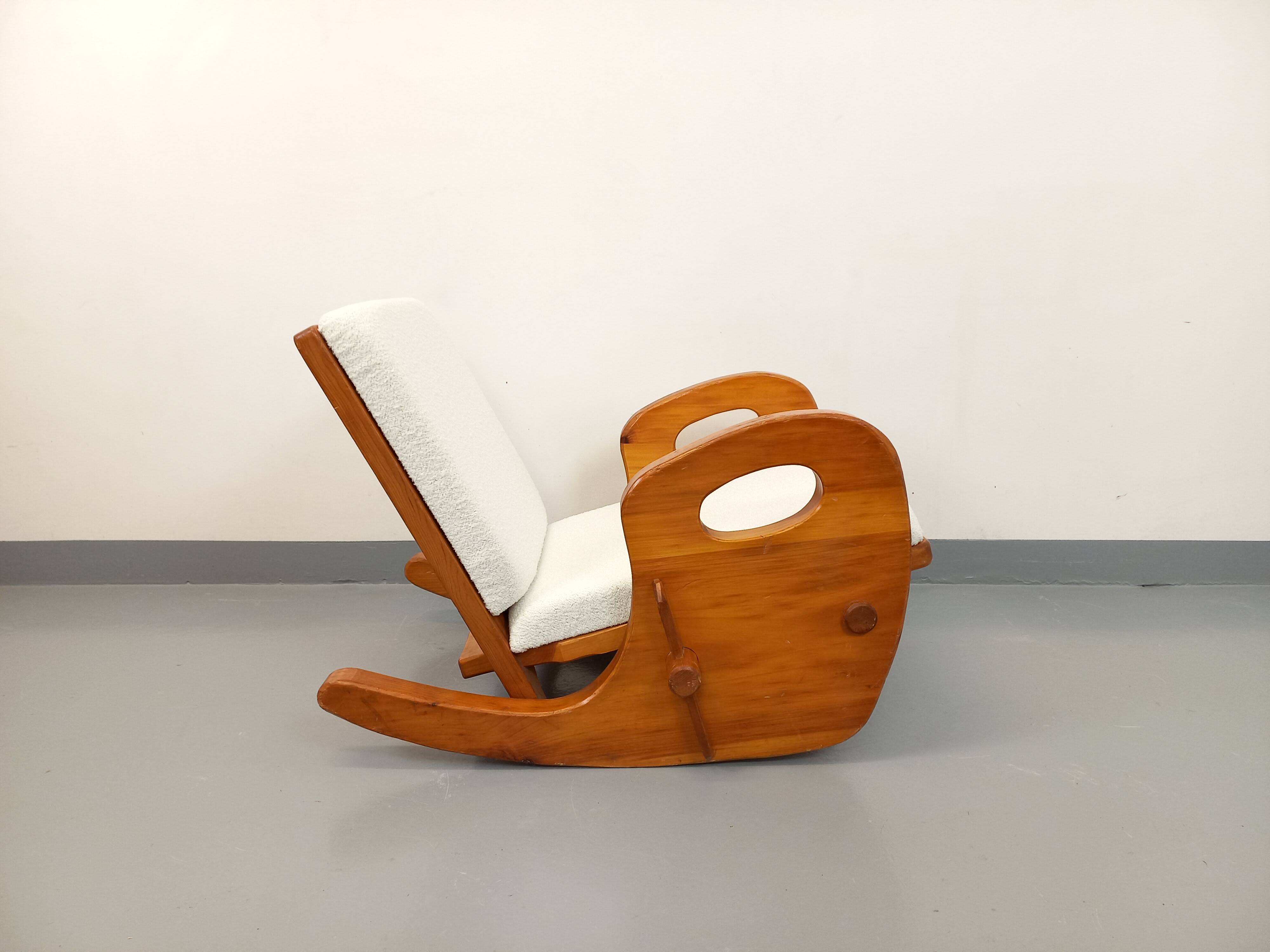 Brutalist rocking chair "sled" vintage