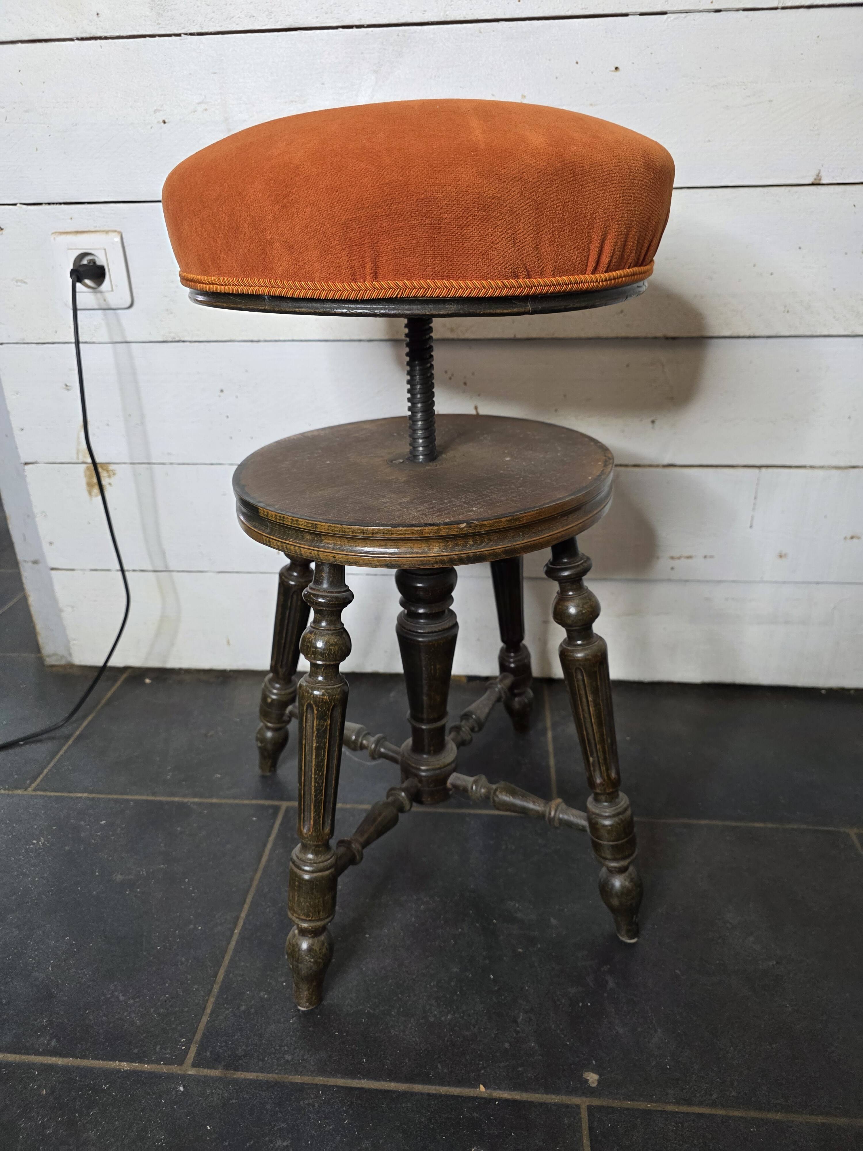 Antique adjustable piano stool