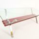 Table basse chrome plateau verre rouge