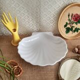 Plat coquillage blanc Emile Henry France vintage