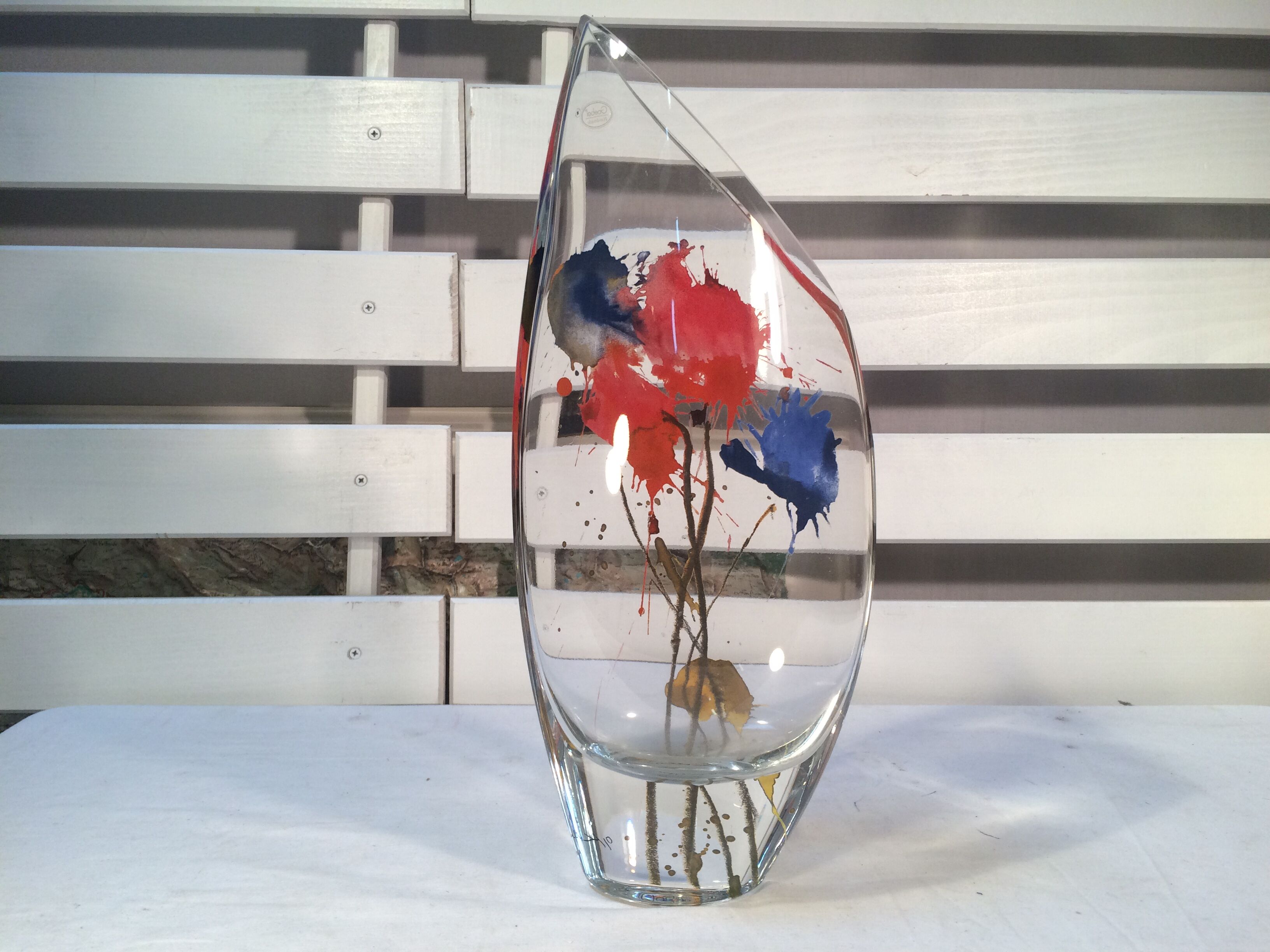 Oskar Koller's vintage diagonal col vase for Goebel - 80s