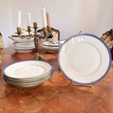 Lot 5 Plate Porcelain Limoges Blue Gold Betoule & Legrand France