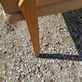 Office armchair from the 50s in beech tinted sycamore and moleskine