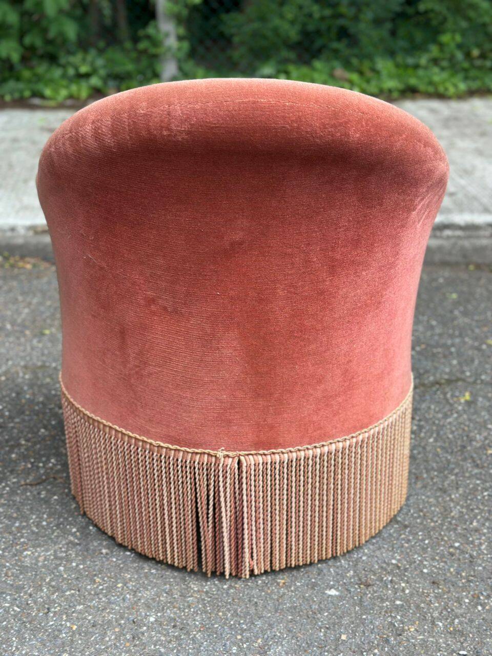 40s pink/salmon velvet crapaud armchair