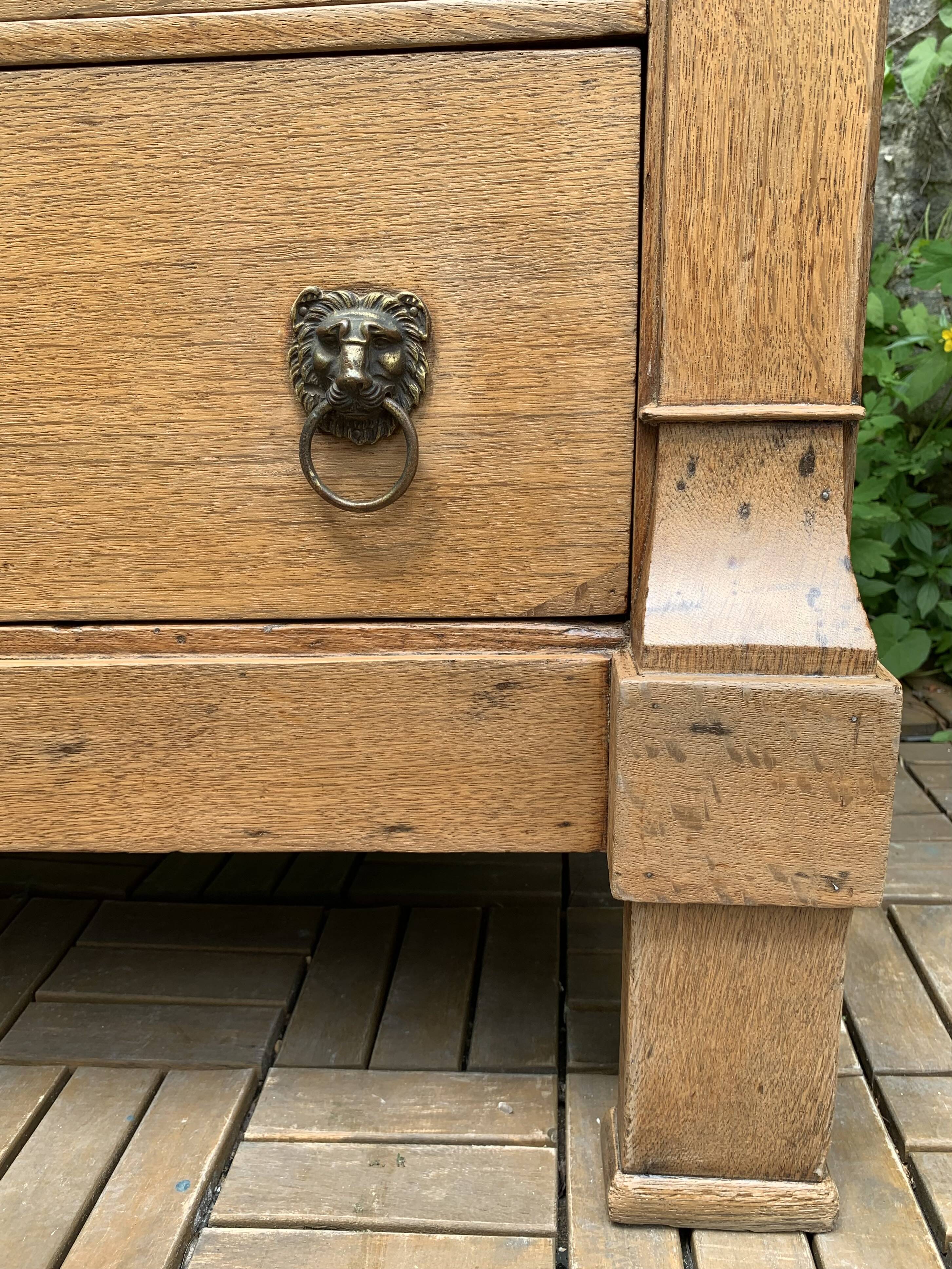 Empire high chest of drawers in solid raw oak