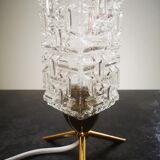 Lampe à poser tripode globe rectangle verre epais 100% 1970 vintage