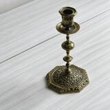 Carved brass candlestick holder
