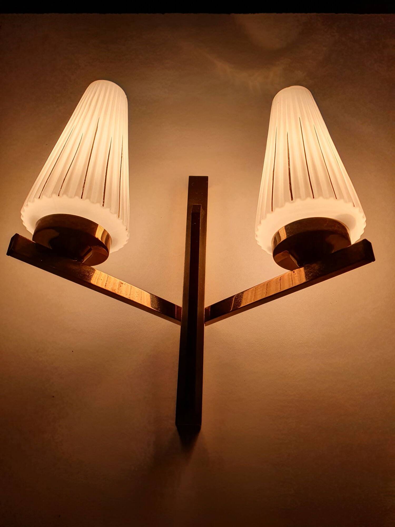 Antique gold two-light wall light