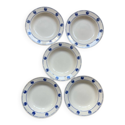 Assiettes creuses motif Pommes bleues