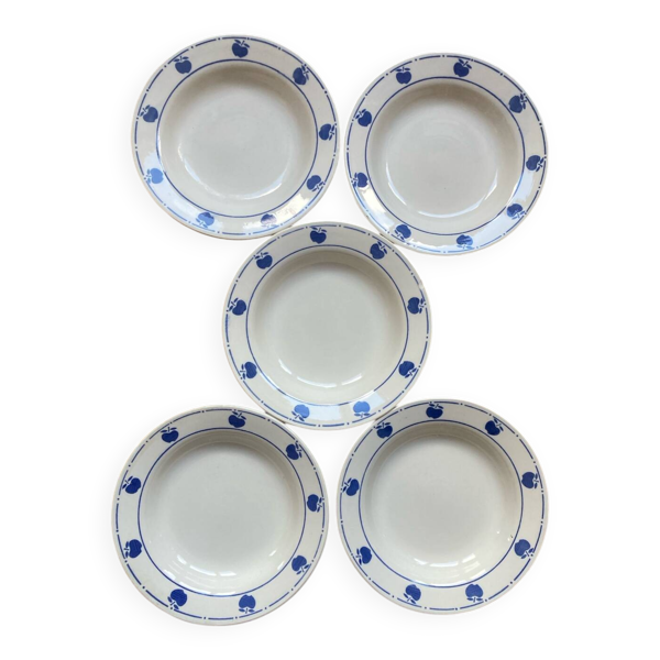 Assiettes creuses motif Pommes bleues