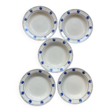 Deep plates with blue apple pattern