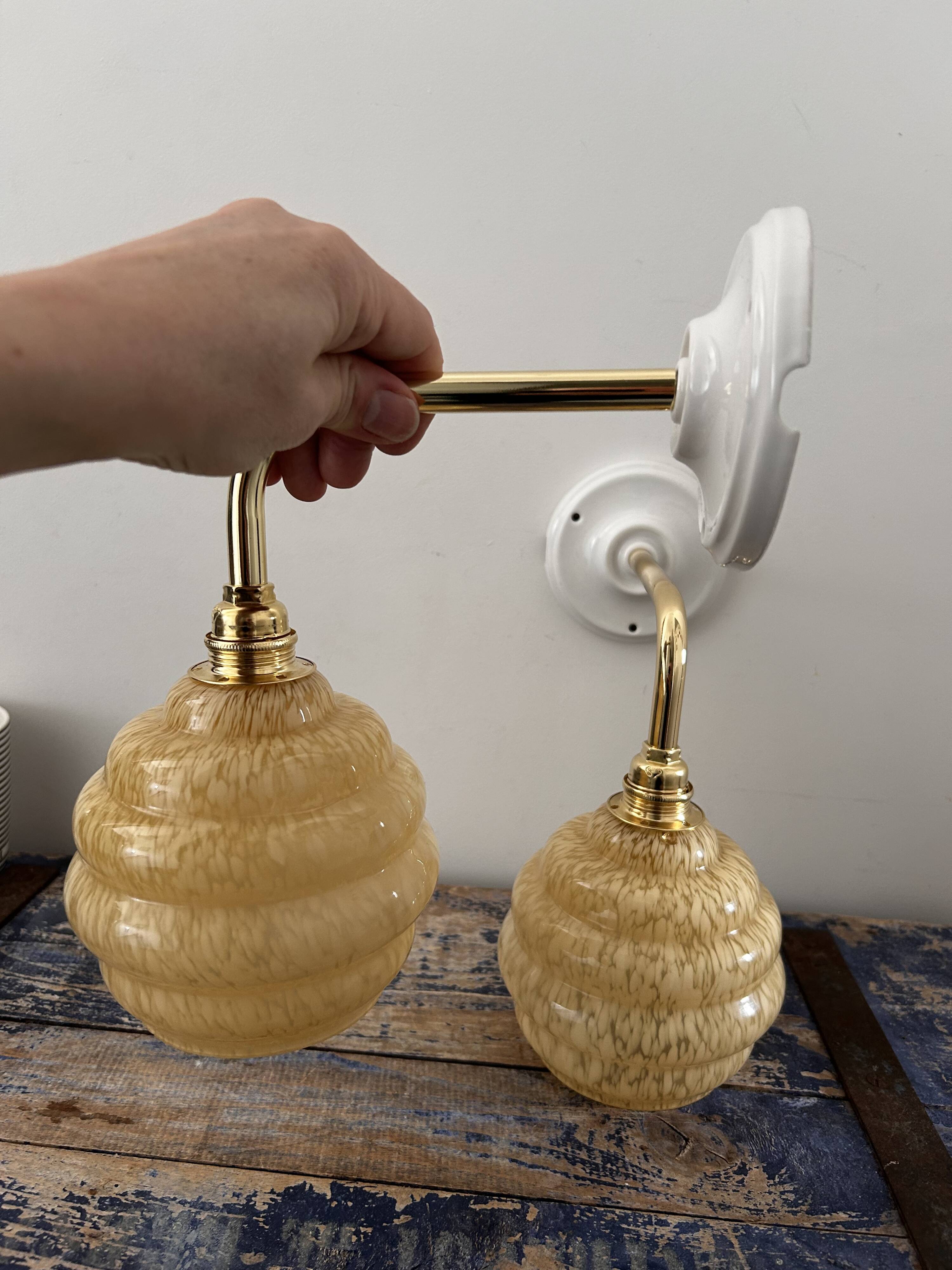 Pair of Art Deco globe wall lights