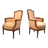 Pair of Louis XVI style walnut shepherdesses circa 1900
