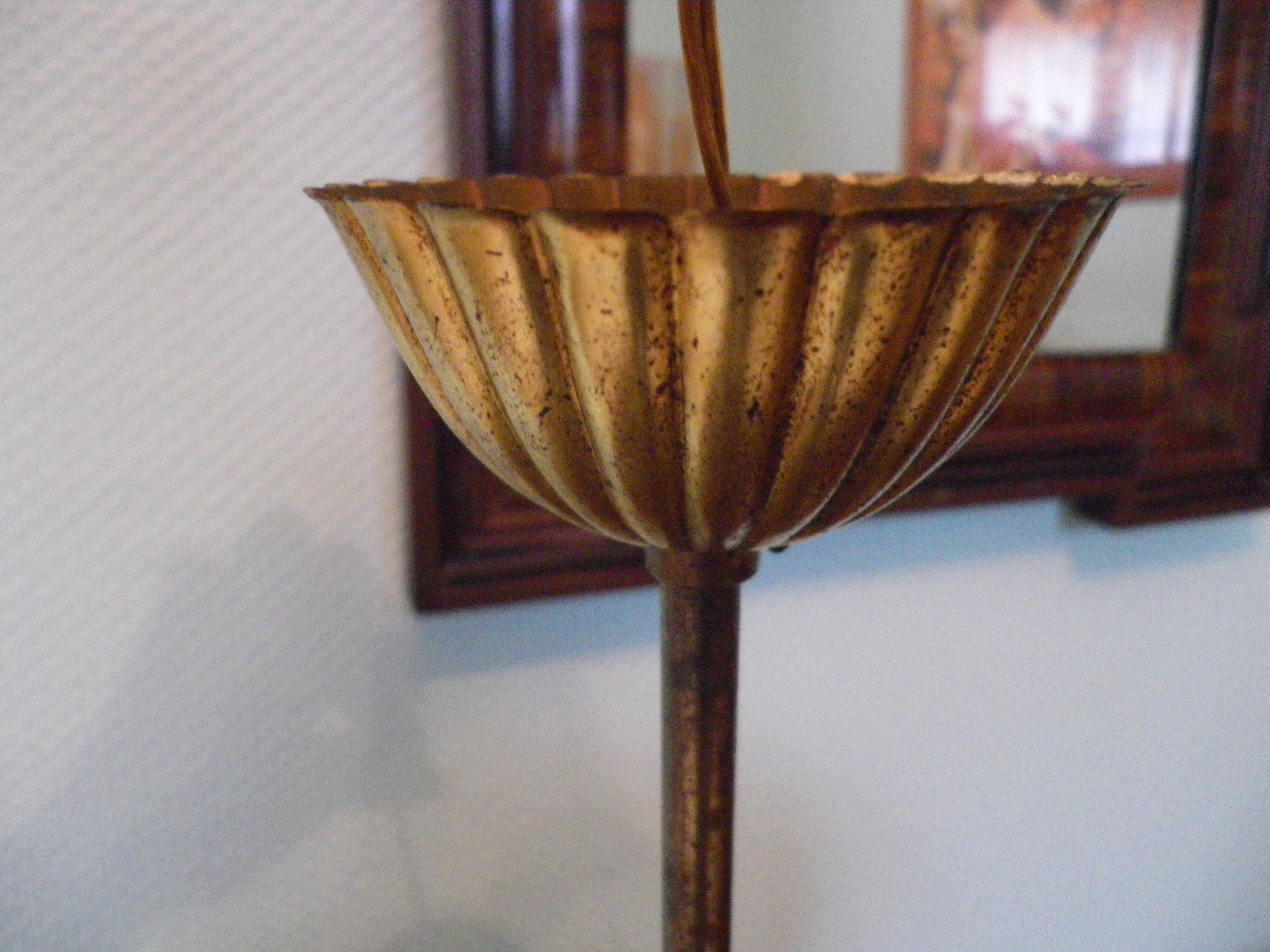 Suspension 5 lights, gold metal, glass cups with glass grapevines