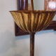 Suspension 5 lights, gold metal, glass cups with glass grapevines