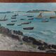 Oil painting on seaside marine cardboard