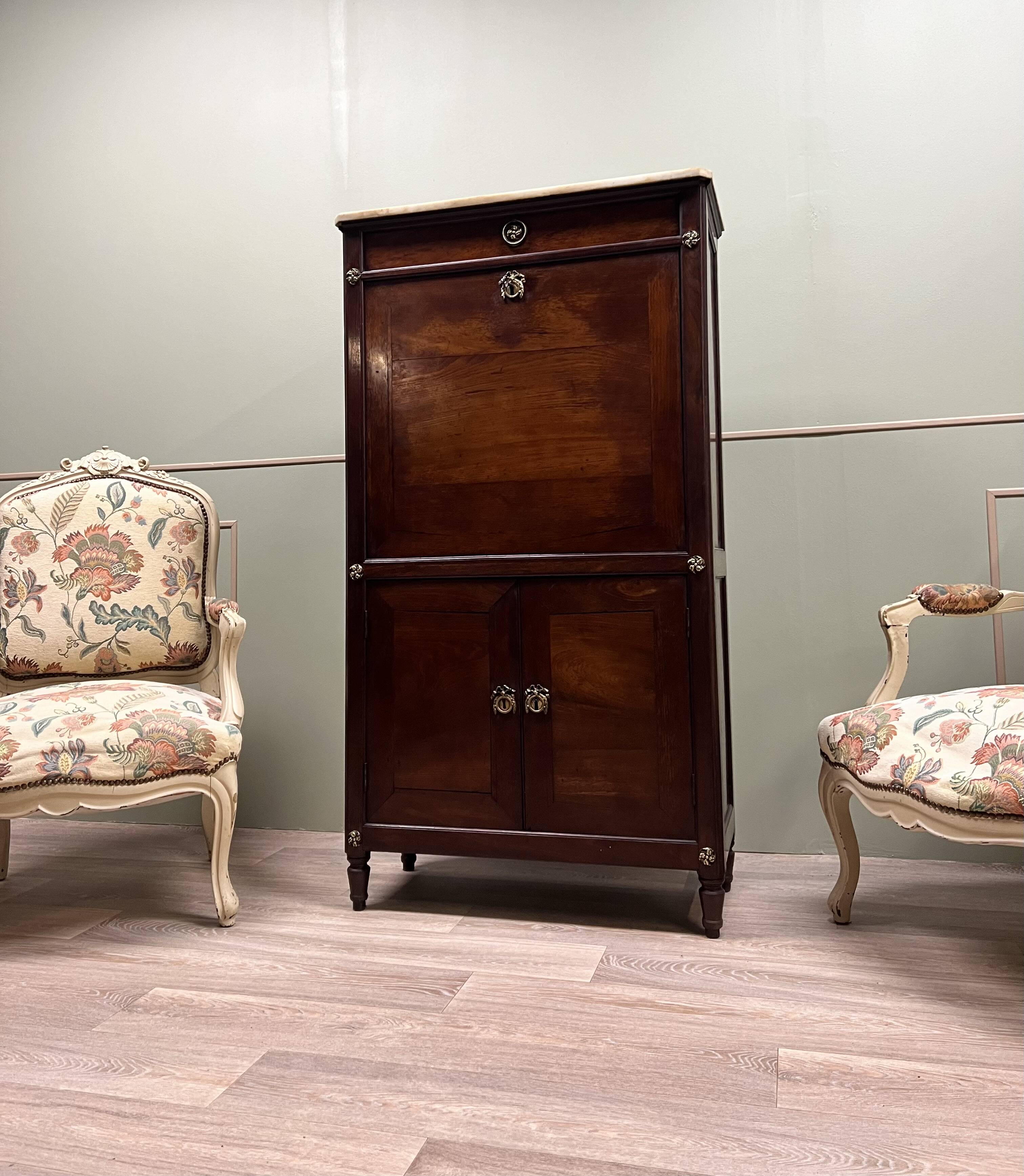 Étienne avril right secretary in mahogany louis xvi period stamped xviii eme century flag