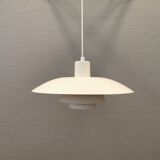 Older ph 4/3 hanging lamp, in white, with original orange suspension disk.