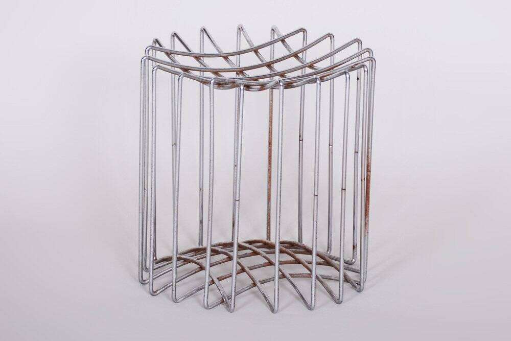 Mid-Century Round Stool in Chrome & Leather, Germany, 1960s