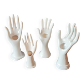 Set of 4 white ceramic hands – vintage ring holders and bud vases