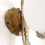 Pair of brutalist wall sconces in gilded metal from around 1970.