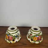 Pair of hand-painted ceramic pendant lights, 1980