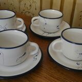 4 coffee cups, porcelain newcor England handmade décor