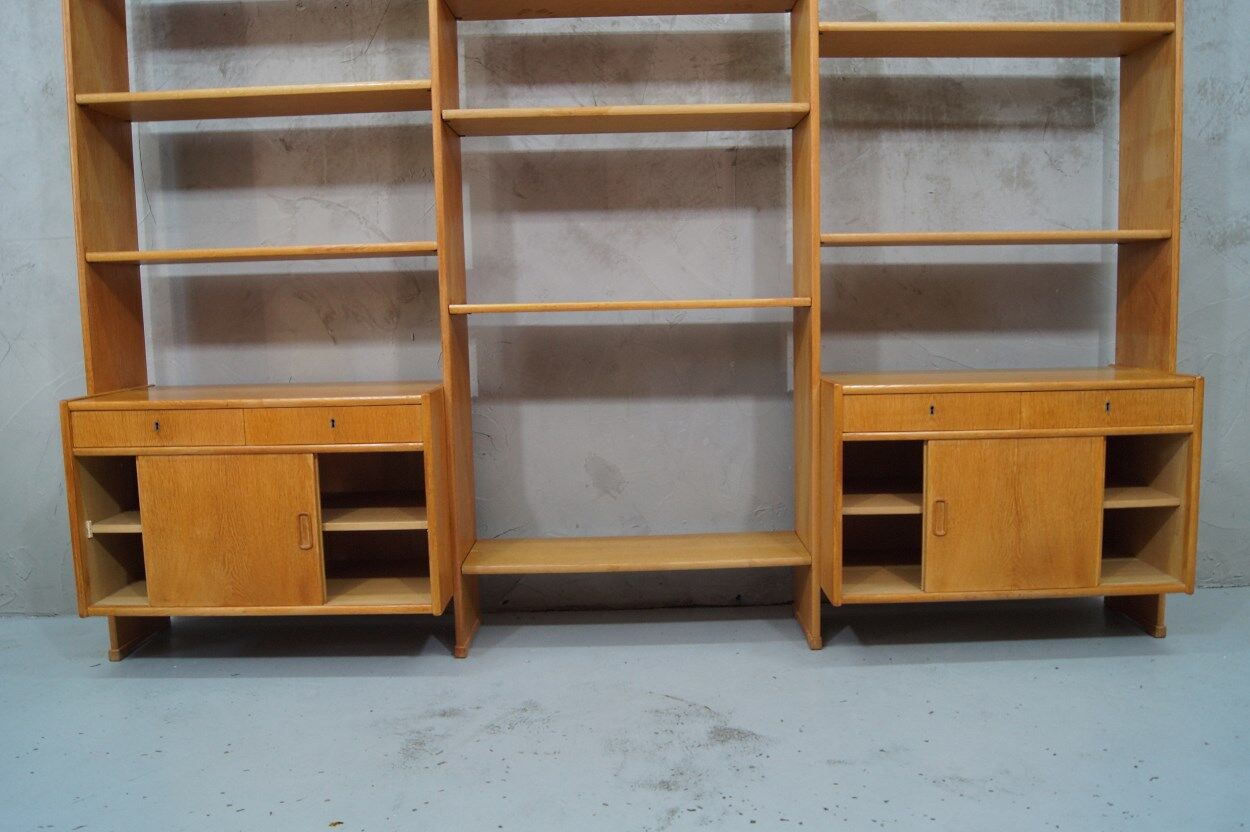Scandinavian oak modular wall unit, 1960s
