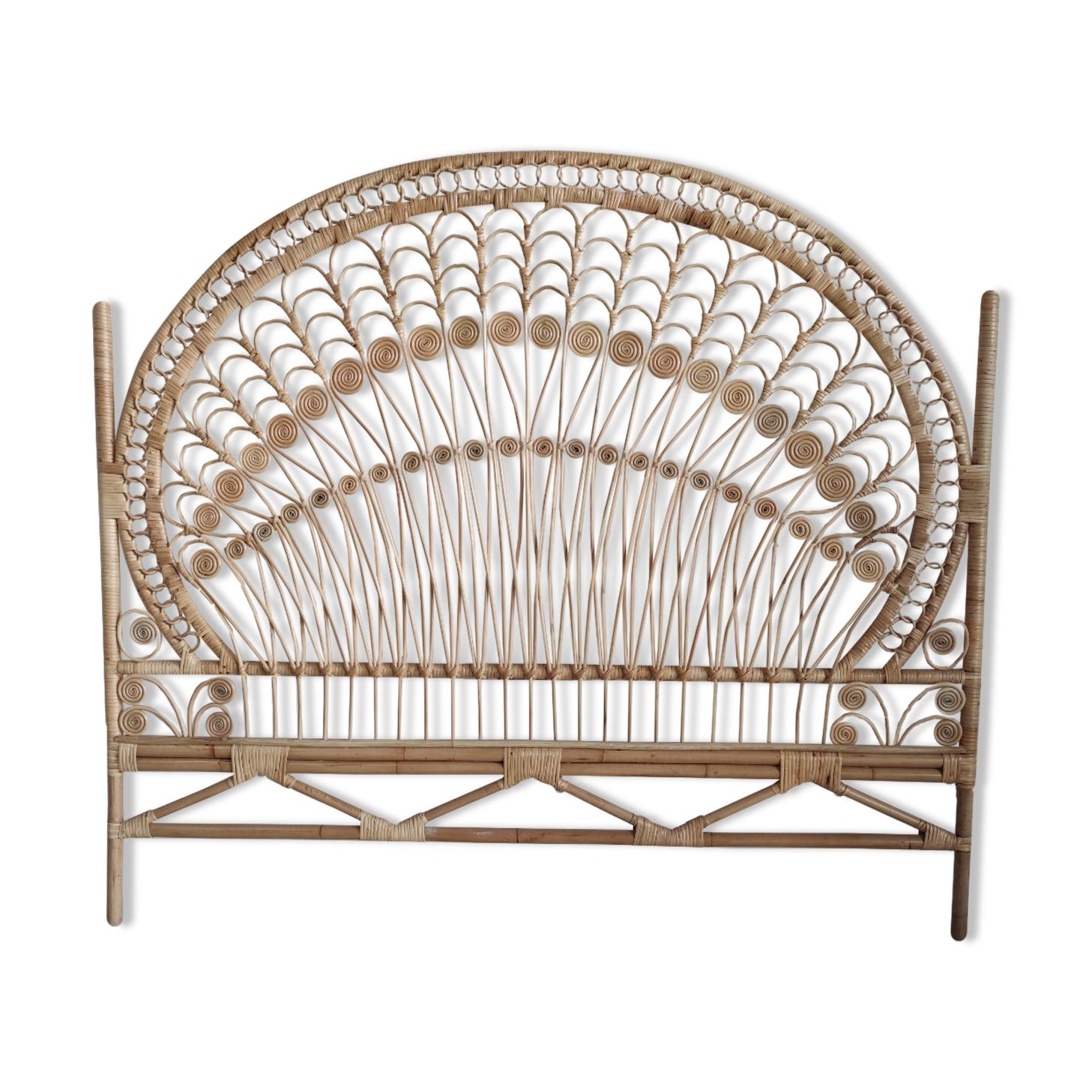 Peacock rattan headboard