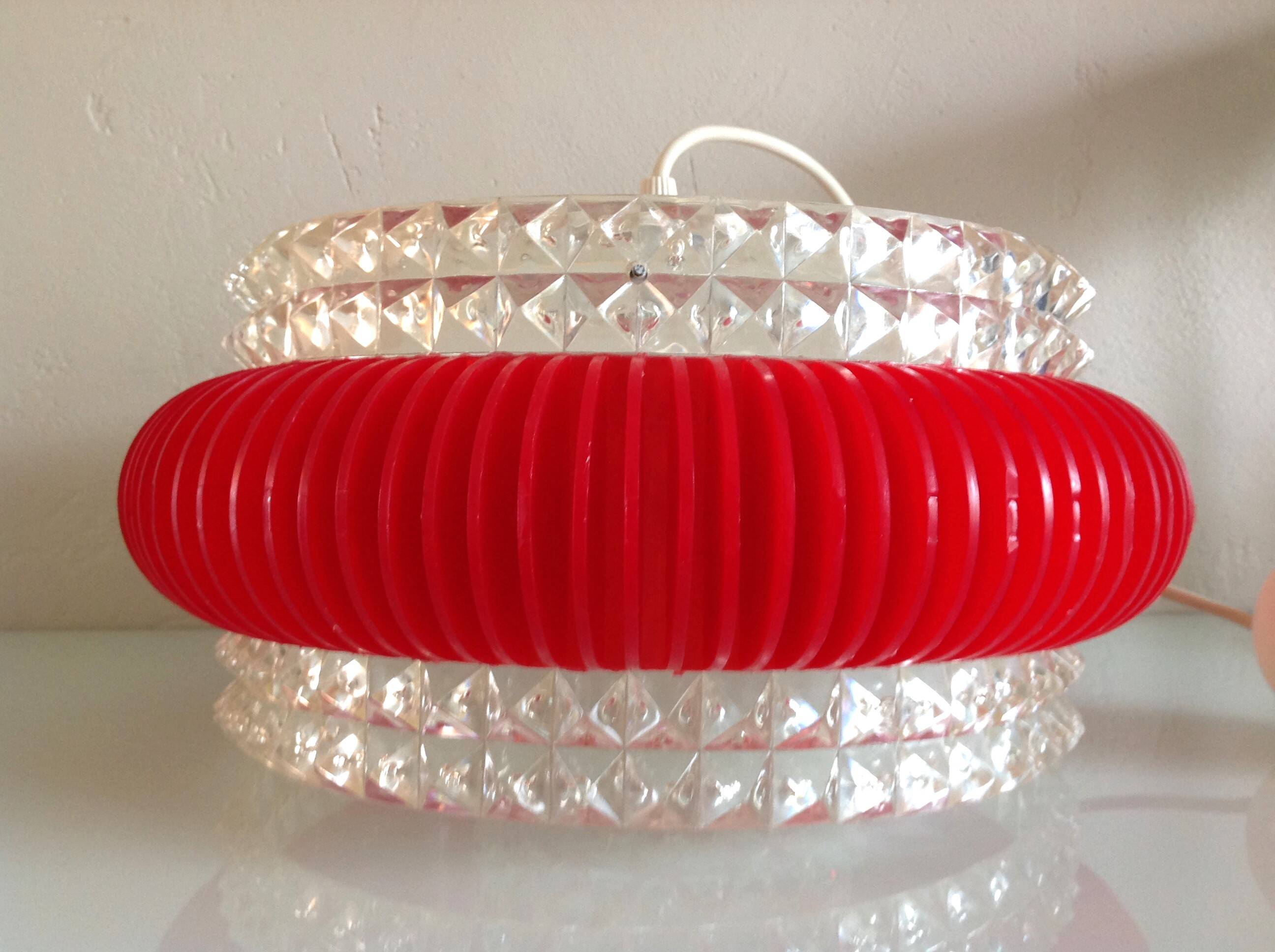 Suspension in glass and plexiglass with diamond points / vintage 60s-70s