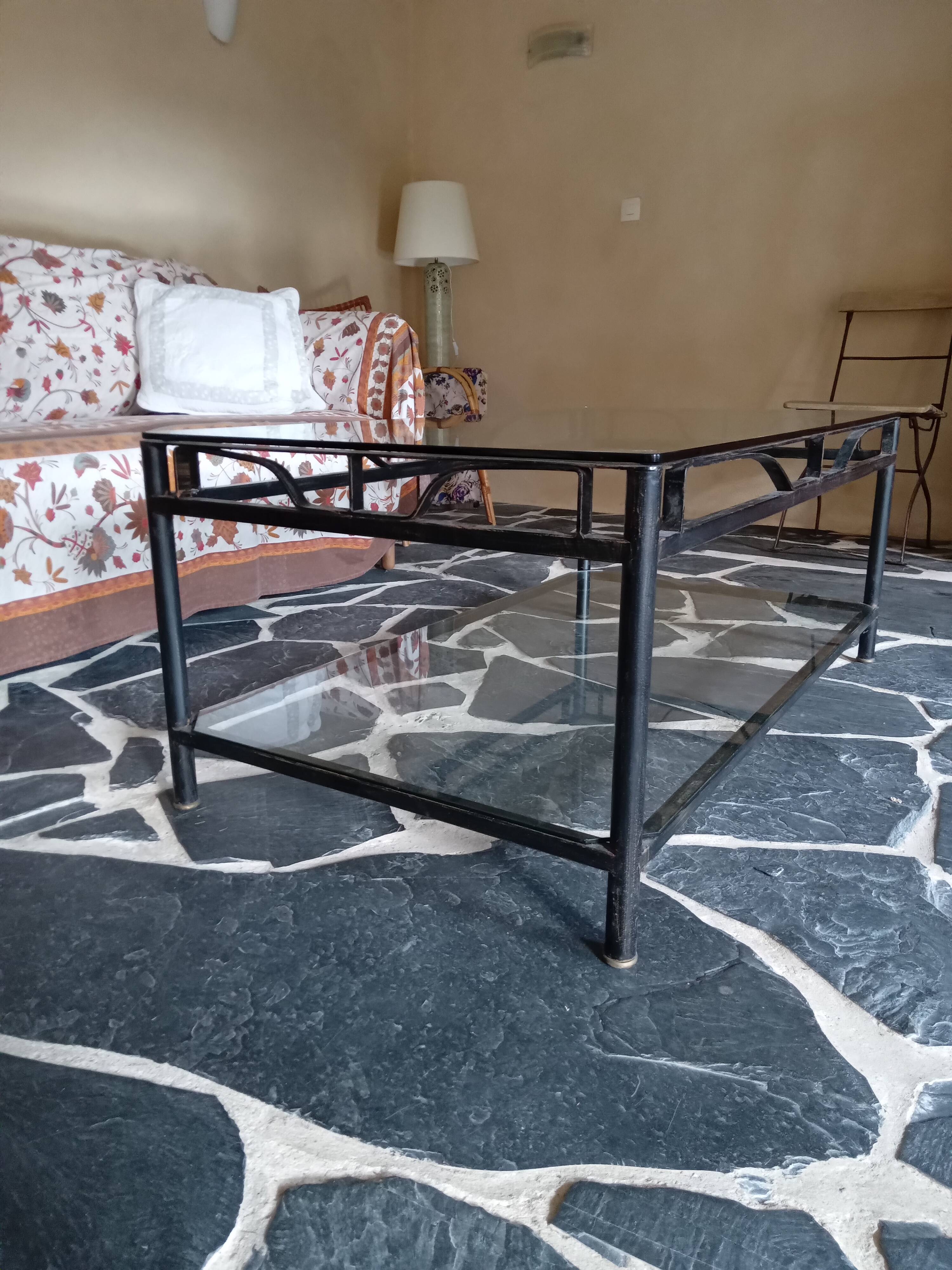 Table basse verre et fer
