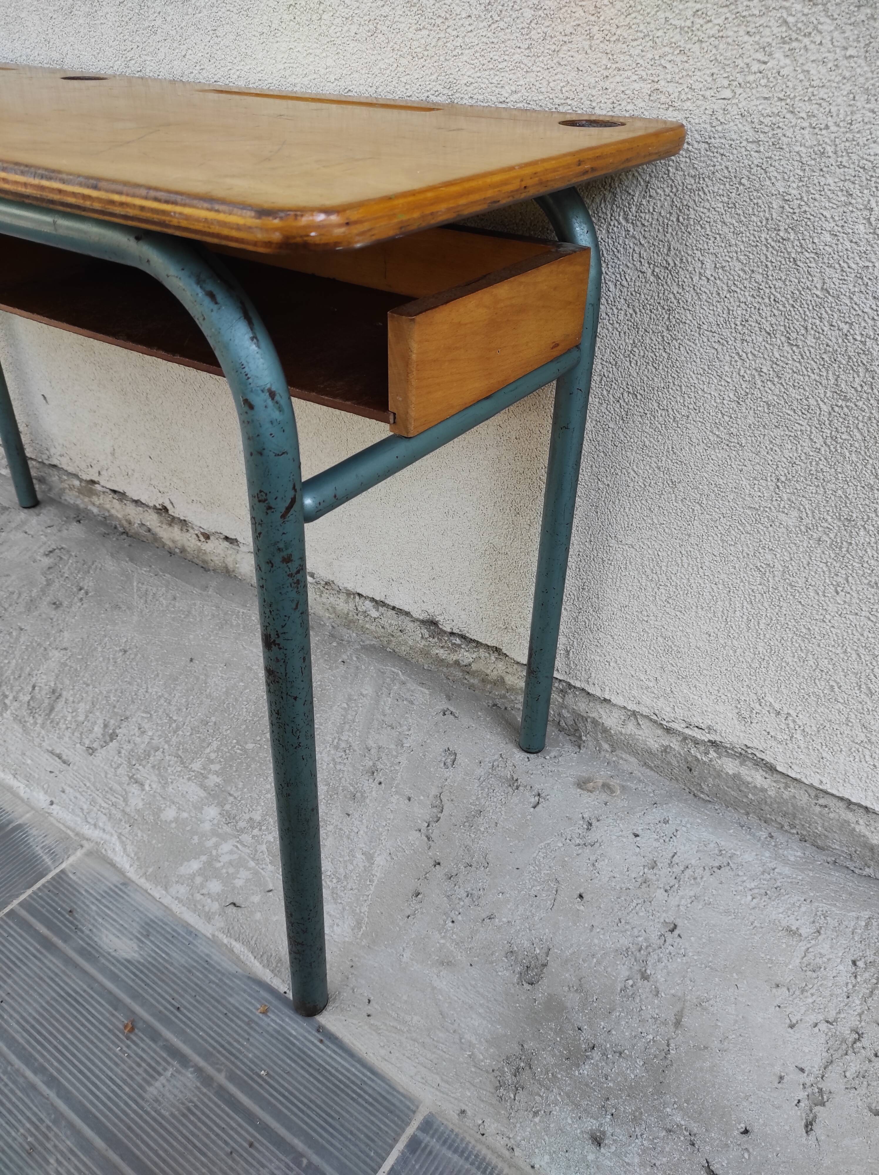 Hitler style 1960 double school desk with locker