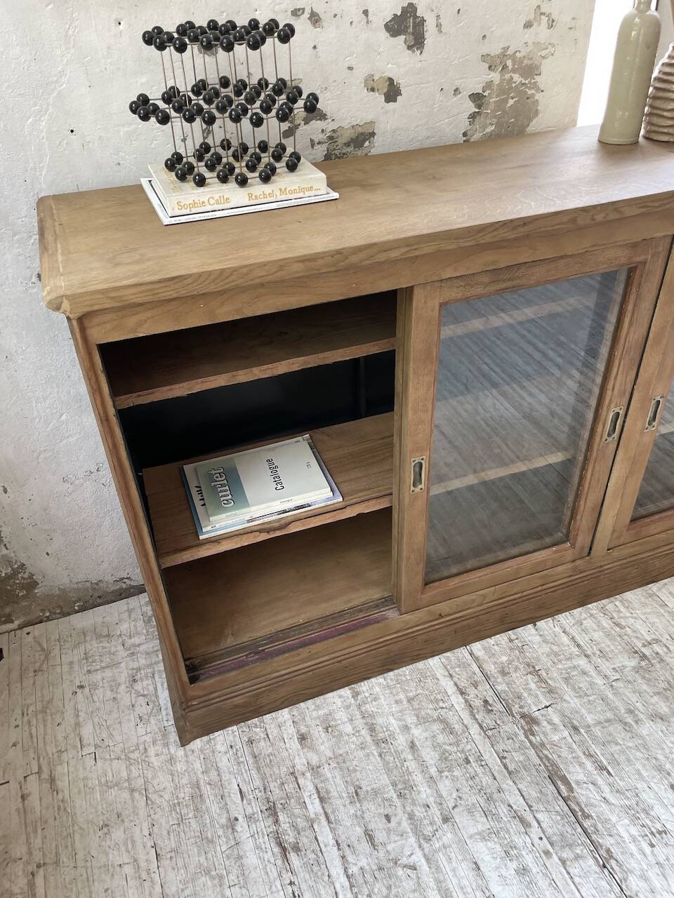 Oak sideboard with glass doors