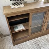 Enfilade meuble de métier chêne portes vitrées