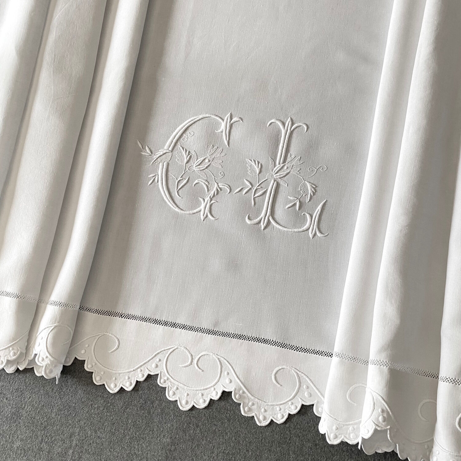 Old embroidered bed linen