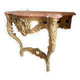 Marble topped gilded style wall standing console