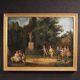 Peinture de scène de genre française d'un parc avec des enfants jouant.