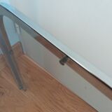 Square coffee table in chromed metal and smoked glass