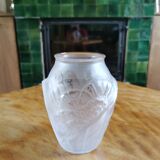 Small art deco vase white frosted glass and translucent