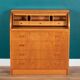 Retro Teak 1960s Danish Tambour Front Roll Top Bureau Writing Desk