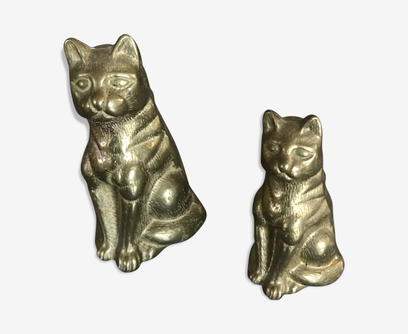 Paire de chats duo vintage en laiton