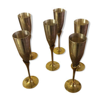 Lot of 6 old brass champagne flutes