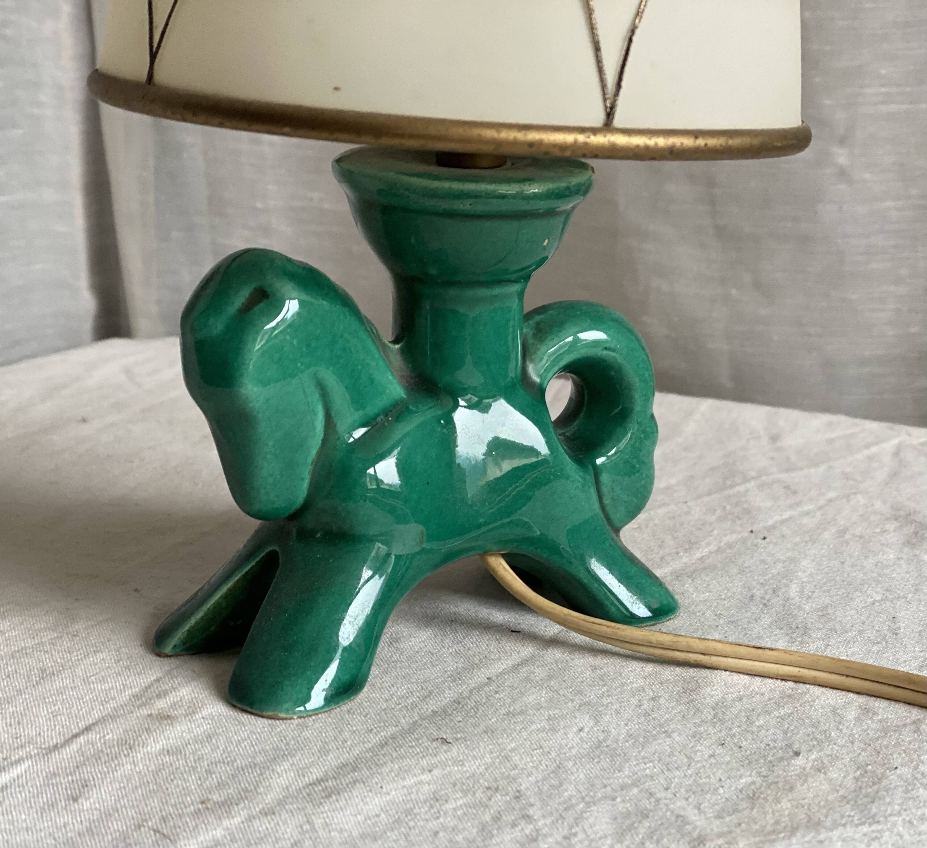Petite lampe céramique style Valauris vintage 1960 en forme de cheval