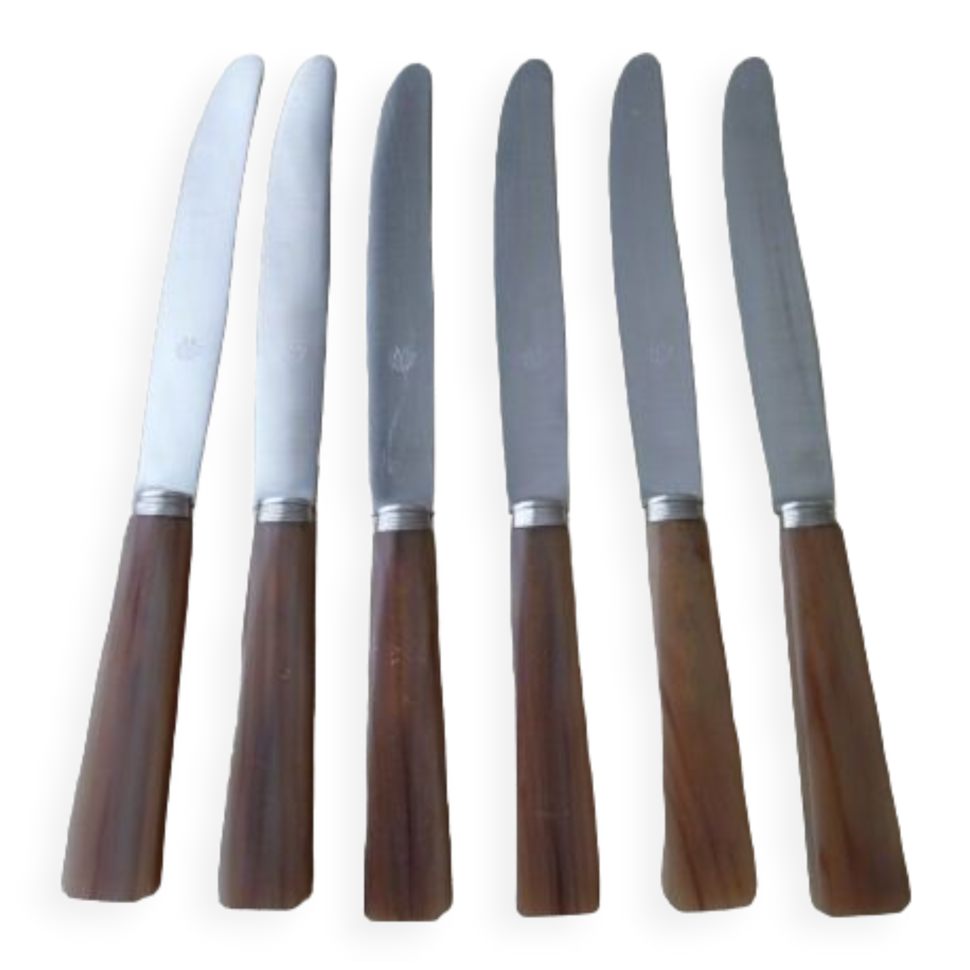 Set of 6 YC Table Knives Stainless Steel and Bovine Horn