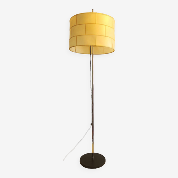 Lampadaire patchwork en parchemin et cuir noir par Staff, 1960