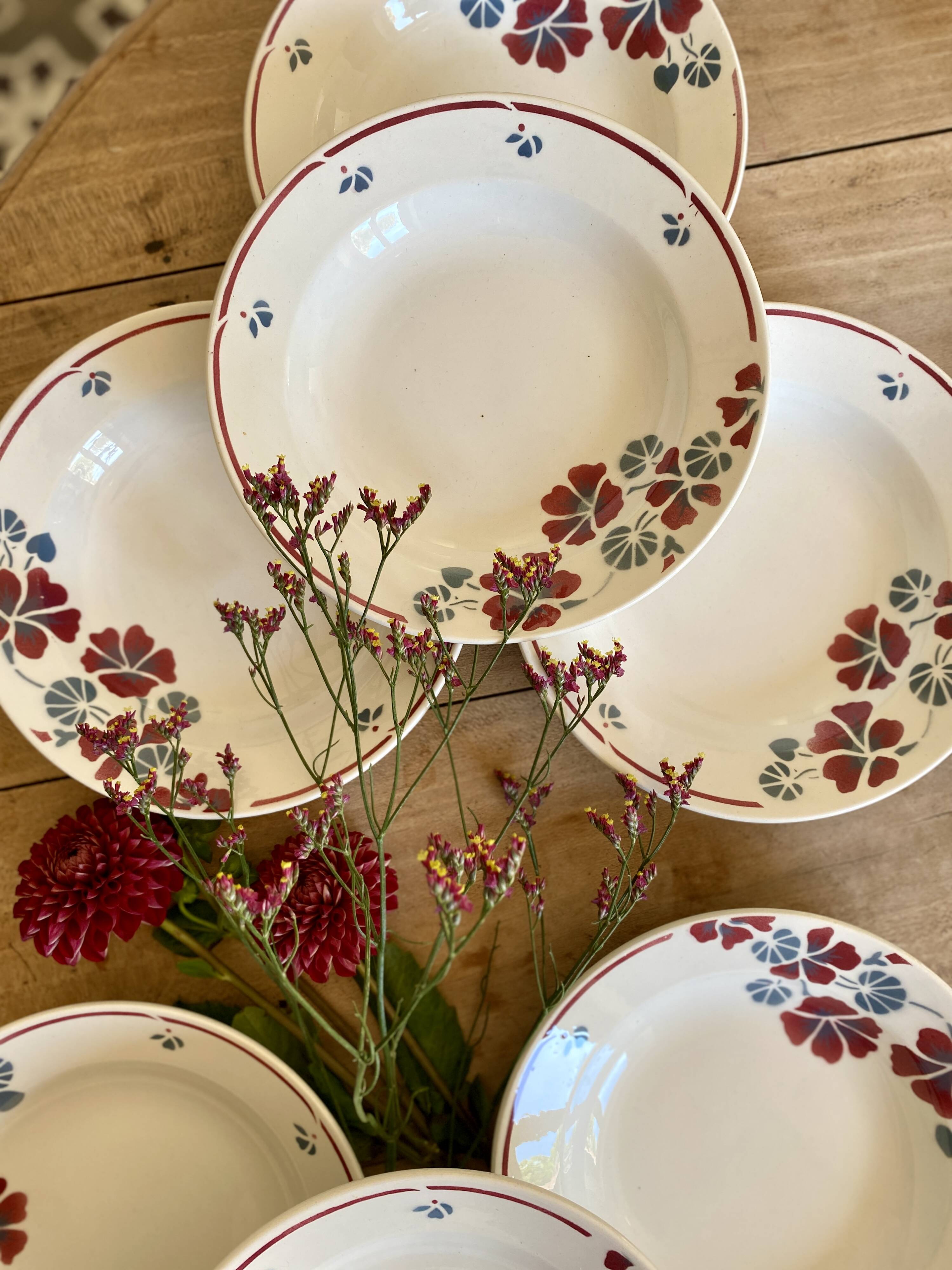 Set of 8 vintage soup plates, Nelly de Salins